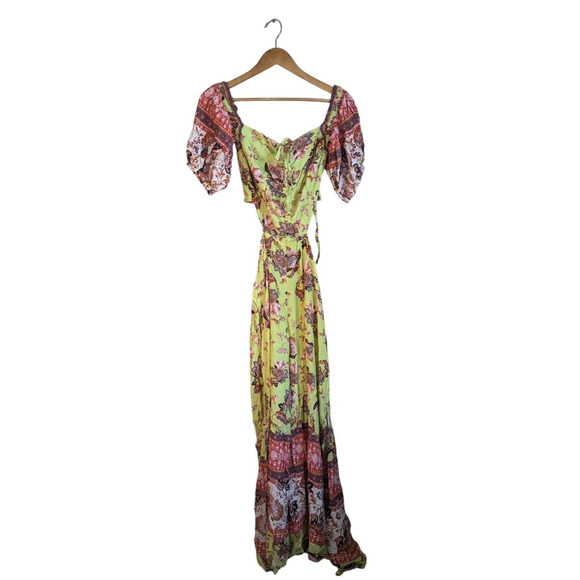 Free People Bali Citrus Skies Jumpsuit in Lemon Mango size Medium Resort Vaca - Picture 2 of 9